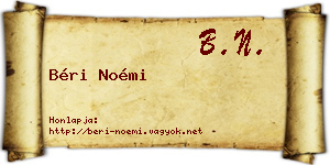 Béri Noémi névjegykártya